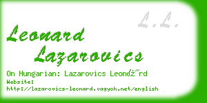 leonard lazarovics business card